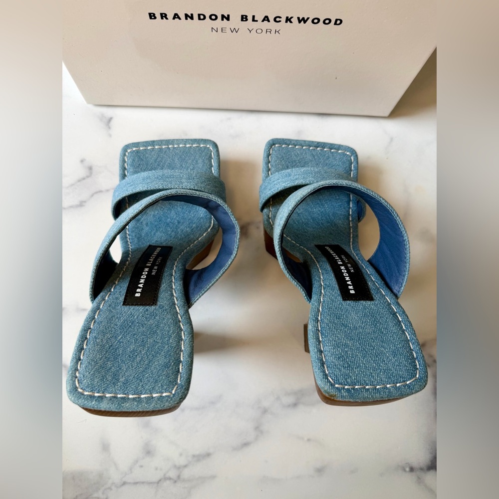 Brandon Blackwood Eva Denim Platform Sandals Blue NIB, Size 7, Sold Out - Picture 6 of 8